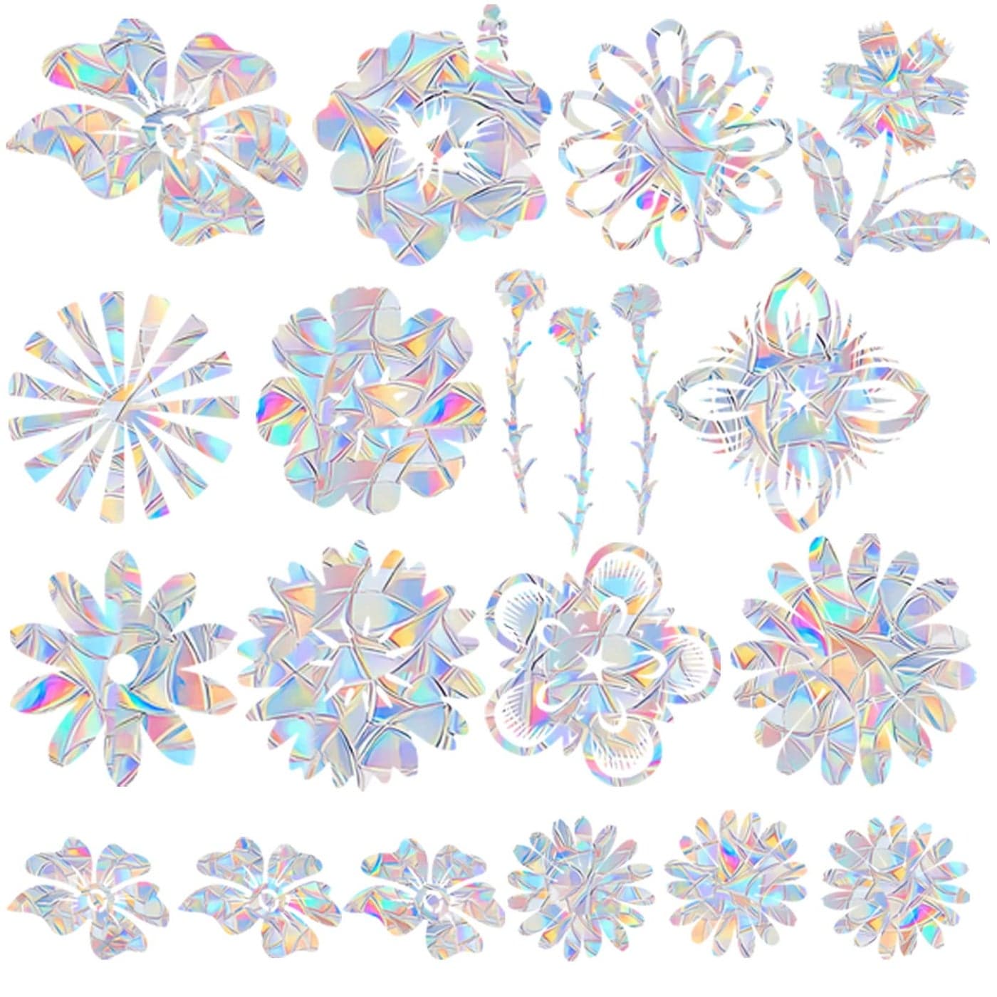 18 Pieces Flower Window Decals for Bird Strikes AntiCollision Clings to Save BirdsNon Adhesive Vinyl Rainbow Suncatch Stickers Easy Remove No Residue and Reusable