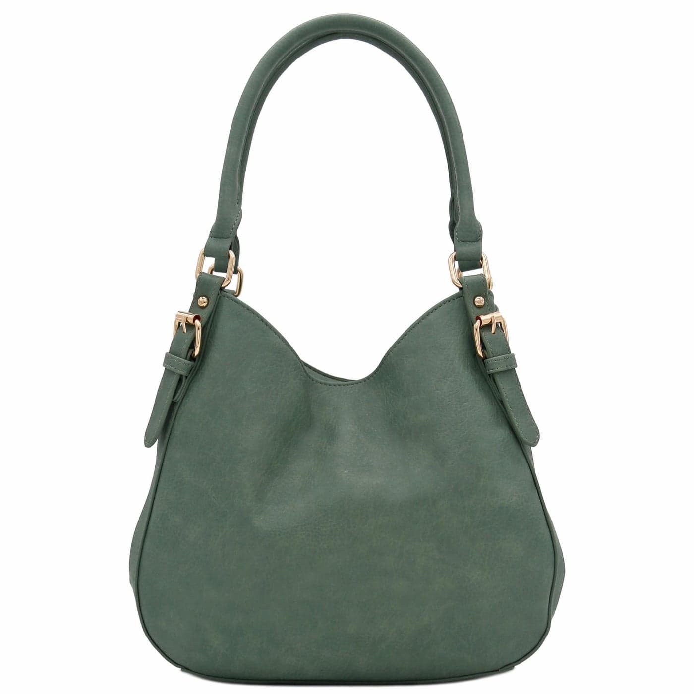 Light-weight 3 Compartment Faux Leather Medium Hobo Bag (Green Smoke)