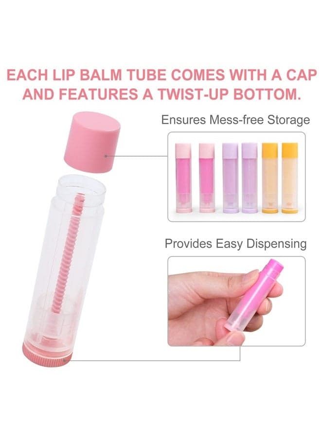 Lip Balm Tubes Empty, 100PCS 5.5ml (3/16 Oz), Clear Lip Balm Container Tubes with Pink Caps, BPA Free & Leak Free, Refillable