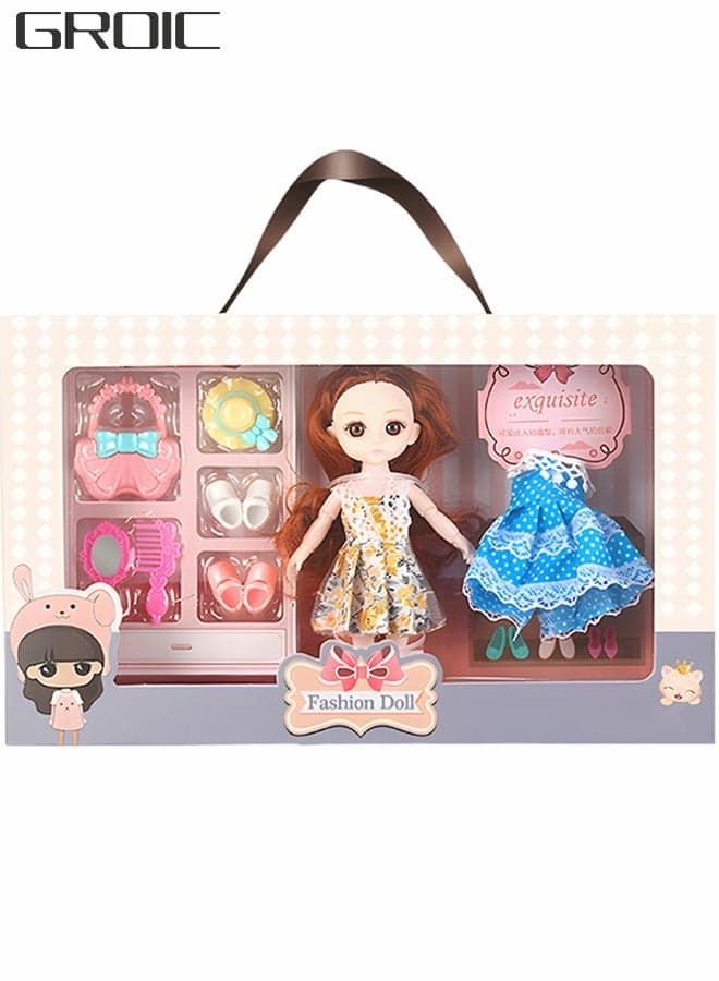 Fashion Doll Little Girl Doll Set, Doll Clothes and Accessories Fashion Clothes Sets, Including Wardrobe, Dress, Shoes, bag, hat and Other Accessories