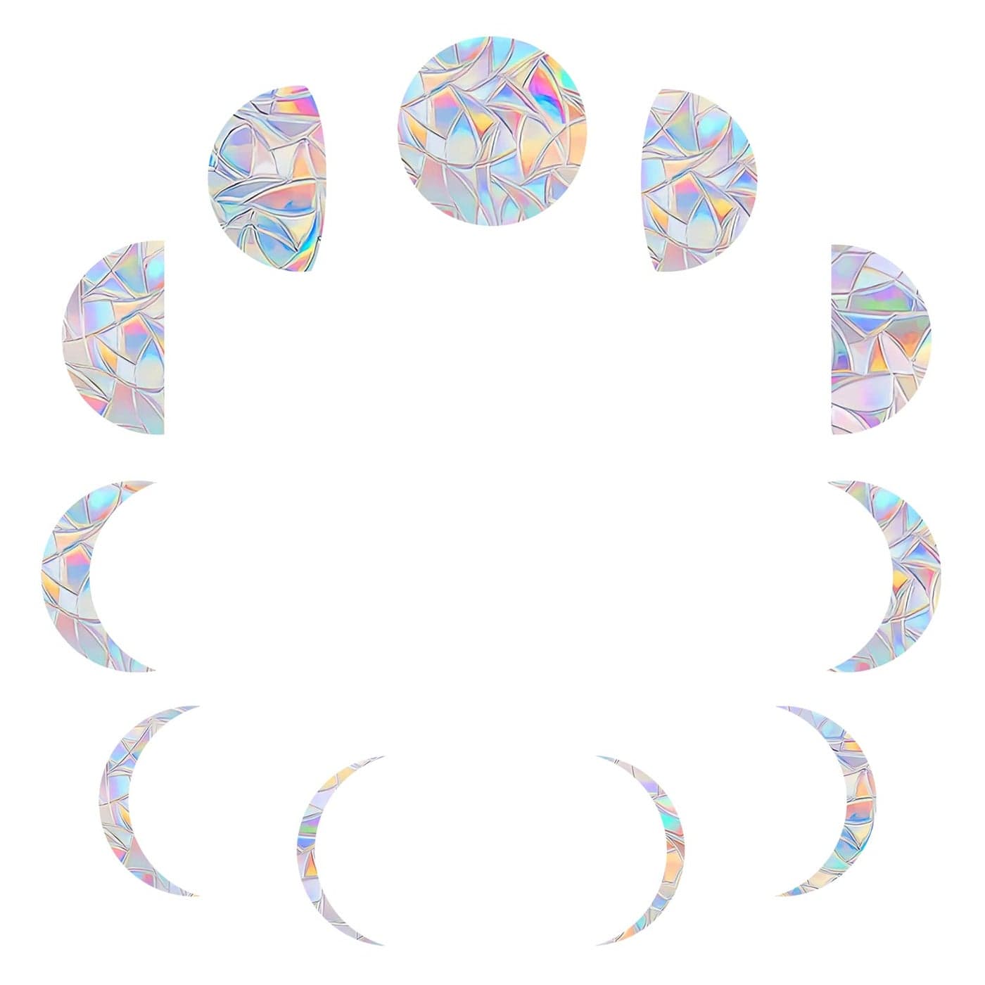 11 Pieces Moon Phase Window Decals for Bird Strike Prevention Reusable Rainbow Suncatcher Clings to Save Birds NonAdhesive AntiCollision Stickers Easy Remove No Residue