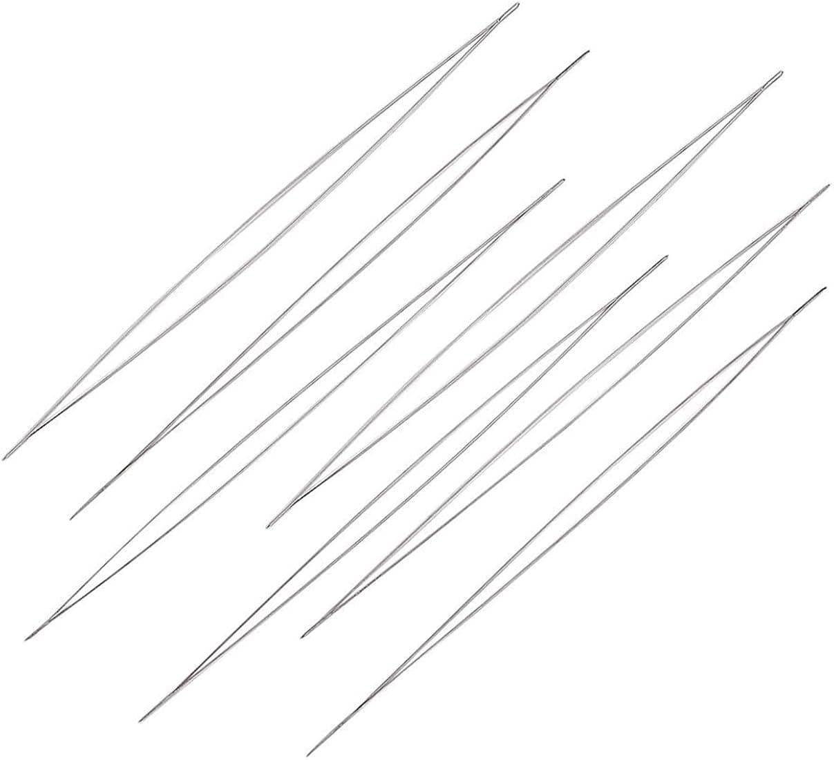 Beadsnfashion 4 Pcs Stainless Steel Big Eye Beading Needles 2.25 Inch for Embroidery Beading Purpose