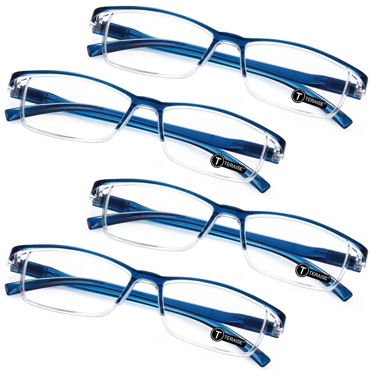 TERAISE Anti UV Reading Glasses 4 Pairs Blue Light Blocking Reader Womens Mens 150X