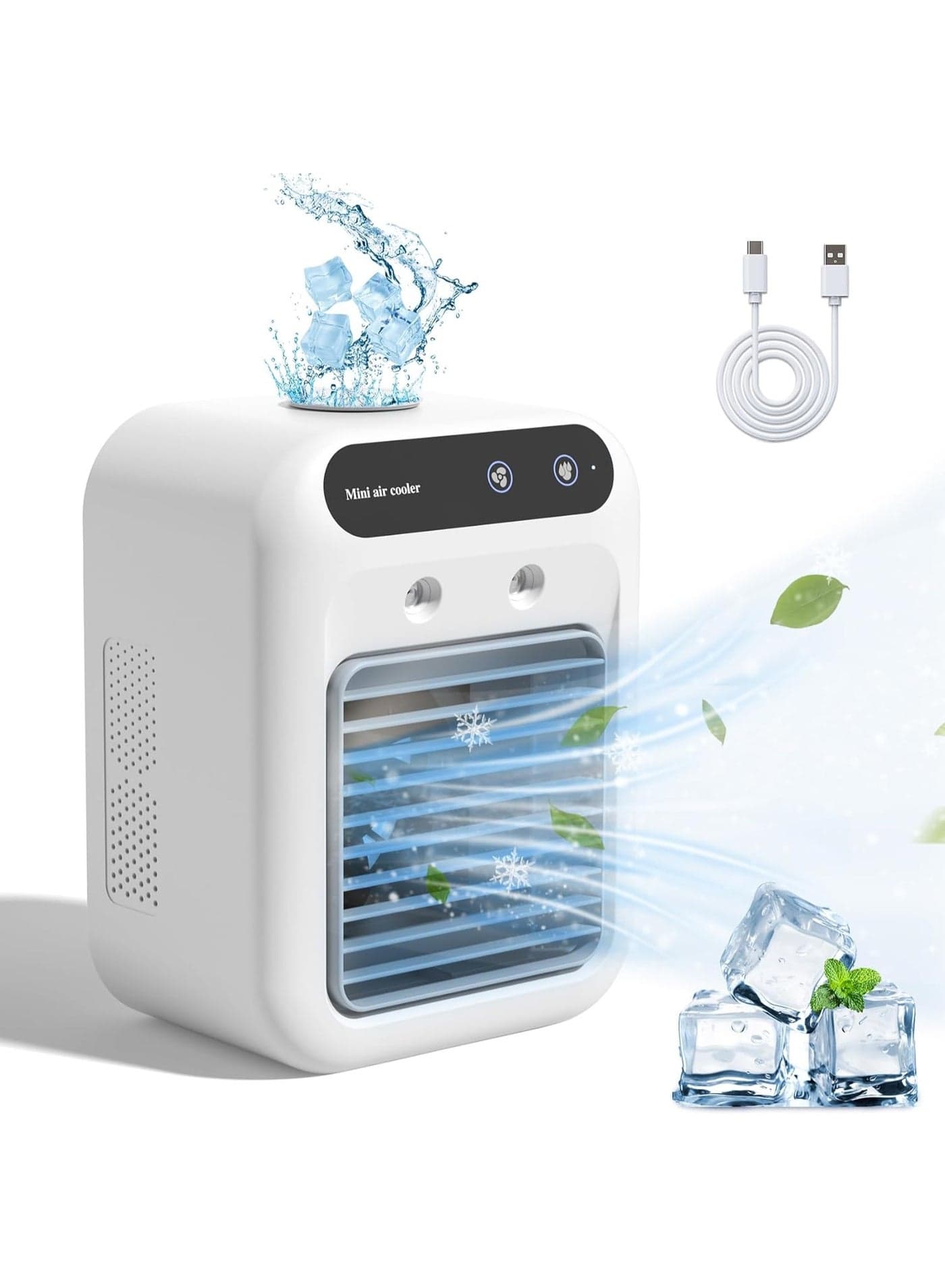 Portable Air Conditioners, Spray Desktop Air Conditioner Fan, Air Cooler Rechargeable Portable Electric Fan, 2 Speed Wind Adjustment And 2 Kinds Of Cold Air Spray, For Bedroom Office Outdoor Small Room Air Conditioner, 16.4x11.4x21.4cm