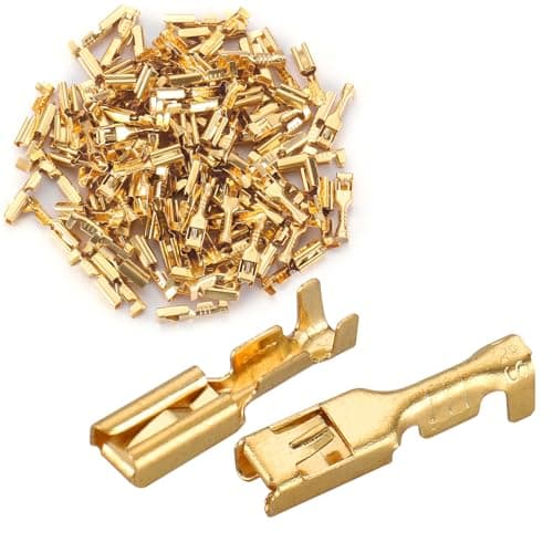 Baomain 0.11" Female Spade Quick Splice Crimp Terminals 2.8mm Crimp Connector Non Insulated Pack of 100