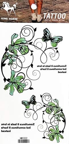 PP TATTOO 1 Sheet Butterfly Flower Green Vine Tattoos Body Art Fake Tattoo for Women Men Teens Arm Temporary Tattoo Body Sticker