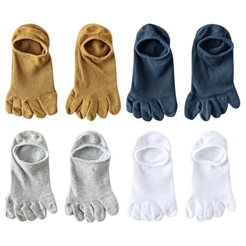 Freshfoot 5 Finger Socks For Men With 100% Combed Organic Cotton Socks For all Season Wear Breathable, Odour Free & Anti-bacterial, Stylish Low cut, With Ultimate Comfort (Grey,Mustard,White,Blue)