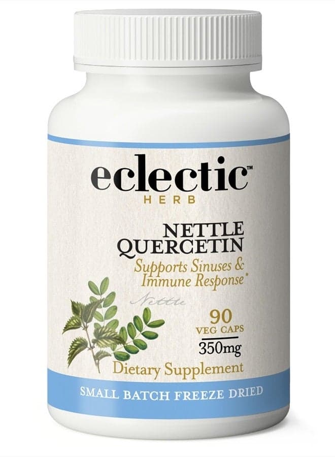 Eclectic Institute Raw Freeze-Dried Non-GMO Nettle Quercetin Capsules | Sinus, Nasal, Immune Support | 90 CT