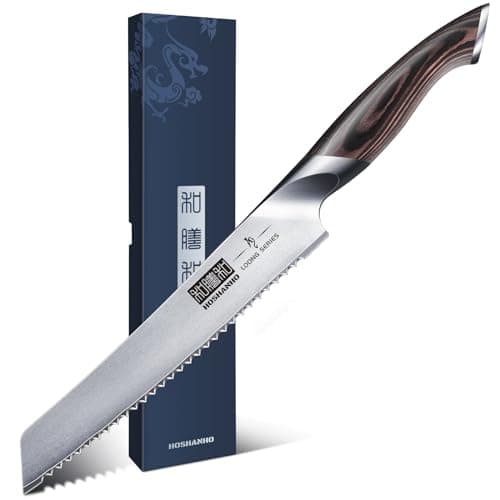 HOSHANHO Bread Knife 8 inch, Japanese High Carbon Stainless Steel Serrated Bread Knife, Professional Bread Cutting Knife for Homemade Bread