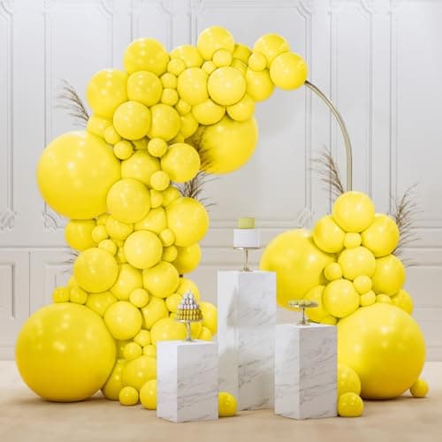 PartyWoo Yellow Balloons 145pcs Different Sizes of 18 12 10 5 Inch Matte Yellow Latex Balloon Arch Kit Garland for Easter Bee Baby Shower Sunflower Birthday Graduation Party Decorations YellowY55
