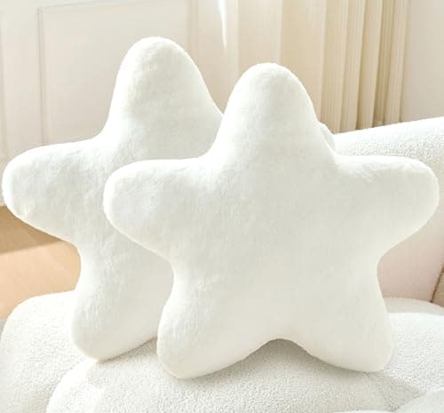 Novohive Set of 2 Throw Pillows Star Pillow Couch Pillows Decorative Pillows Bed Pillows Cute Pillows,White 15"