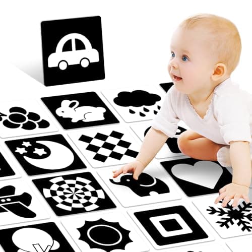 High Contrast Baby Cards for Infants Black and White Baby Cards High Contrast Baby Toys for Newborns Visual Stimulation Brain Development Learning 20 Pcs 40 Pages 57 x 57 03 Months