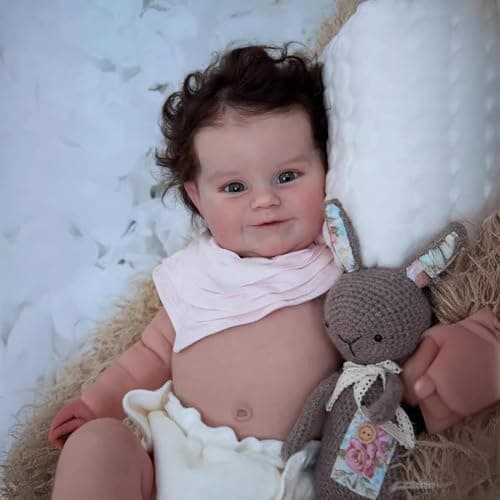 Wamdoll 20Inches Rooted Hair Sweet Smiling Real Life Reborn Baby Dolls Crafted in Vinyl Full Body Anatomically Correct Lifelike Newborn Girl Doll Look Realistic