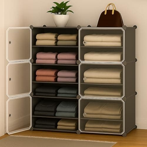 AYSIS Portable Collapsible Wardrobe for Clothes Storage ๐๐ ๐๐ก๐๐ฅ๐ & ๐ ๐๐จ๐จ๐ซ๐ฌ โ Cloth Organizer Cupboard/Multipurpose Storage Organizer/Closet for Bedroom/Living Room/Laundry Room - ๐๐ซ๐๐ฒ