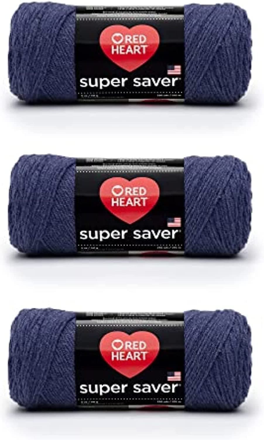 Red Heart Super Saver Denim Yarn 3 Pack of 141g5oz Acrylic 4 Medium Worsted 364 Yards KnittingCrochet