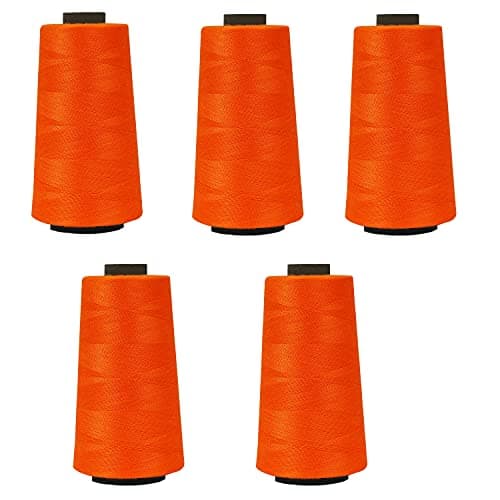 Ace International 3000M Overlock Polyester Sewing Thread Set Box Yarn Spools Cone Orange (Pack of 5 Spools)