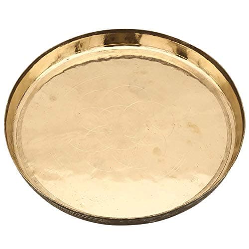 RJ kitchenware Store Bronze Metal thali Handmade Pooja Thali Handmade Kansi Plates Bell Bronze Metal Tray Pooja Thali (800 g, Bronze)
