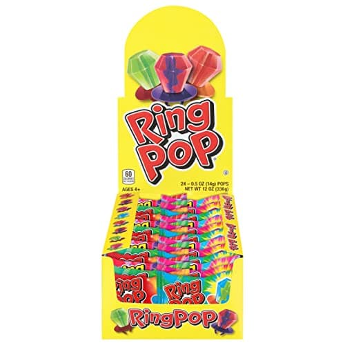 Ring Pop Lollipops Bulk Candy Individually Wrapped Suckers Variety Party Pack 24 Count wAssorted Flavors Hard Candy for Party Favors Kids Goodie Bags