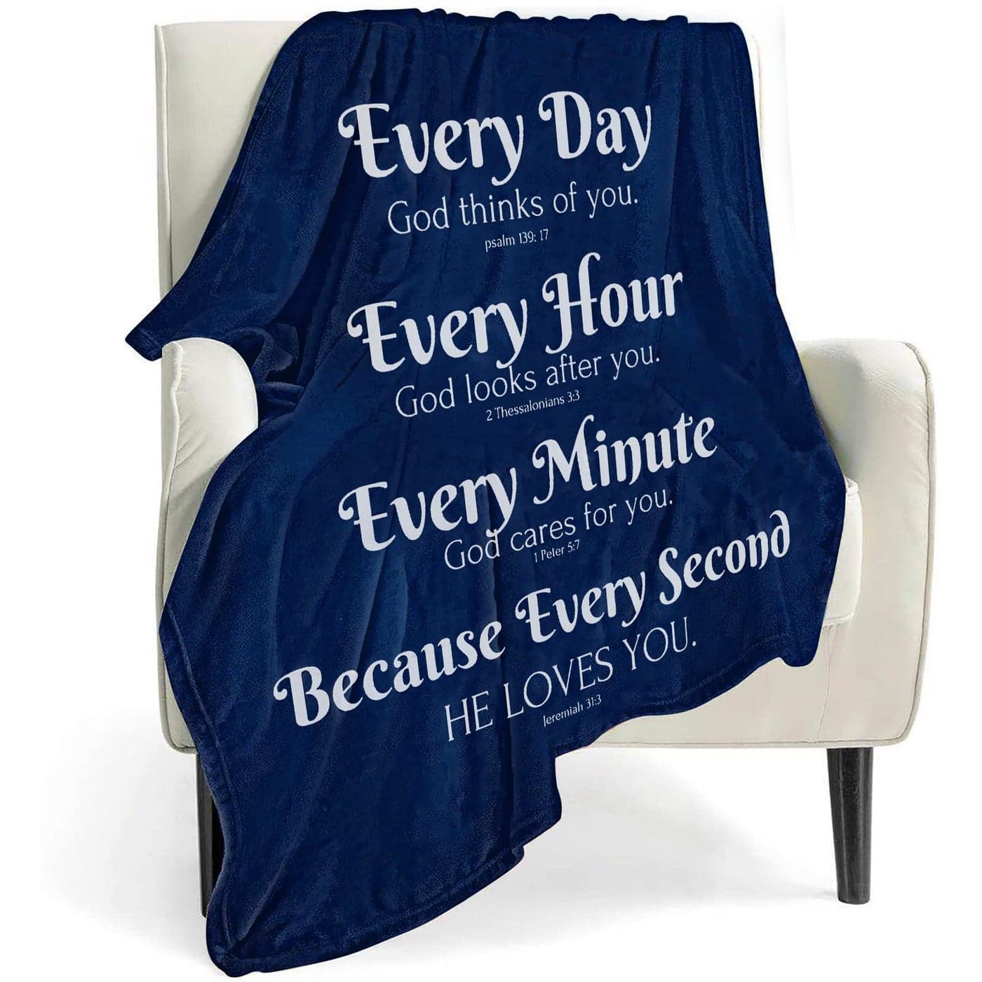 QETXVI Bible Verse Blanket with Inspirational Thoughts and Prayers Religious Throw Blanket Soft Lightweight Cozy Plush Warm Blankets for Women Men Gift Blue 50X 60