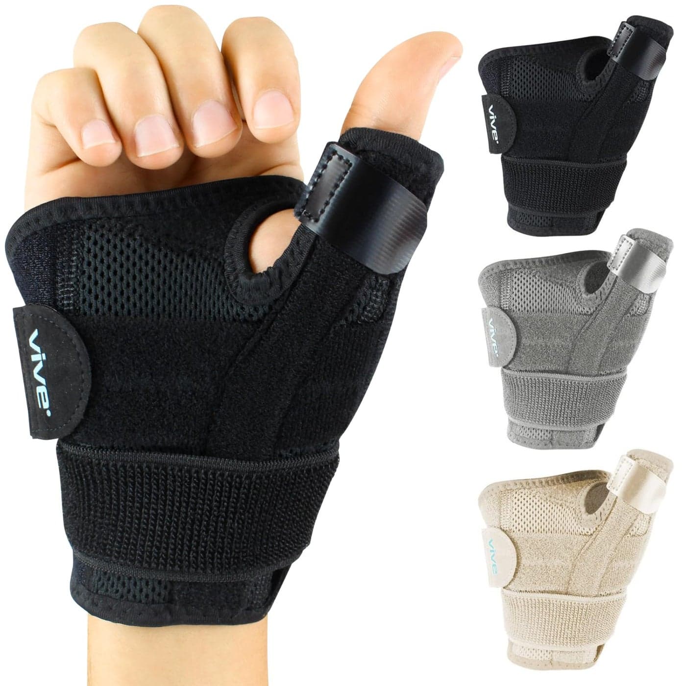 Vive Thumb Wrist Brace for Right or Left Hand Spica Splint Brace for Carpal Tunnel Tendonitis Arthritis in Hands or Fingers Compression Support for Women Men Stabilizer Relief for Bowling