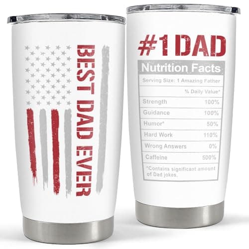 SANDJEST Best Dad Ever 20oz Insulated Tumbler with Lid for Father - Double-wall Insulated Stainless Steel Mug - Coffee Cup for Outdoor Travel Sport Office, Gift for Birthday Father’s Day
