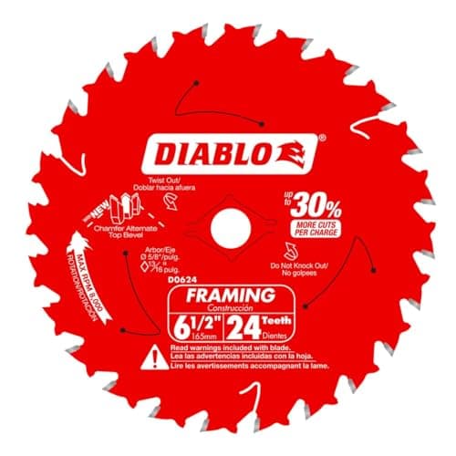Diablo Track Circular Saw Blade for Fine Finish and Plywood - Ideal for Finish Carpenters, Installers and Remodelers - 6-1/2" Diameter, 48-Teeth, 8,800 Max RPM - D0648TSF