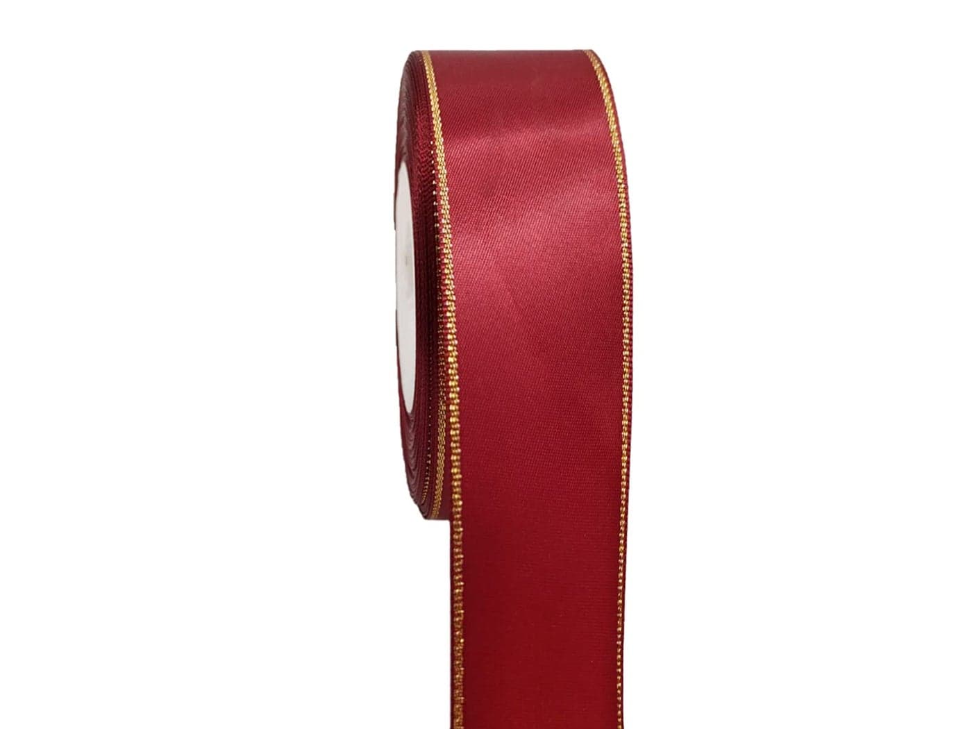 112 inch Maroon Satin Ribbon Roll with Golden Edge25 Yards Glitter Wide Continuous Double Faced Boutique Ribbon for Gift WrappingDIY CraftsSparkly PartyWeddingBaby Shower Decoration