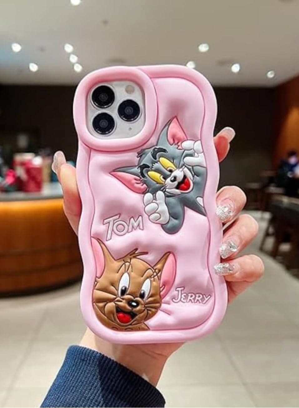 For iPhone 16 Pro Max Cover Case with Camera Protection Cute 3D Soft Silicone Protective Design Cartoon Back Cover Silicone (Light Pink)