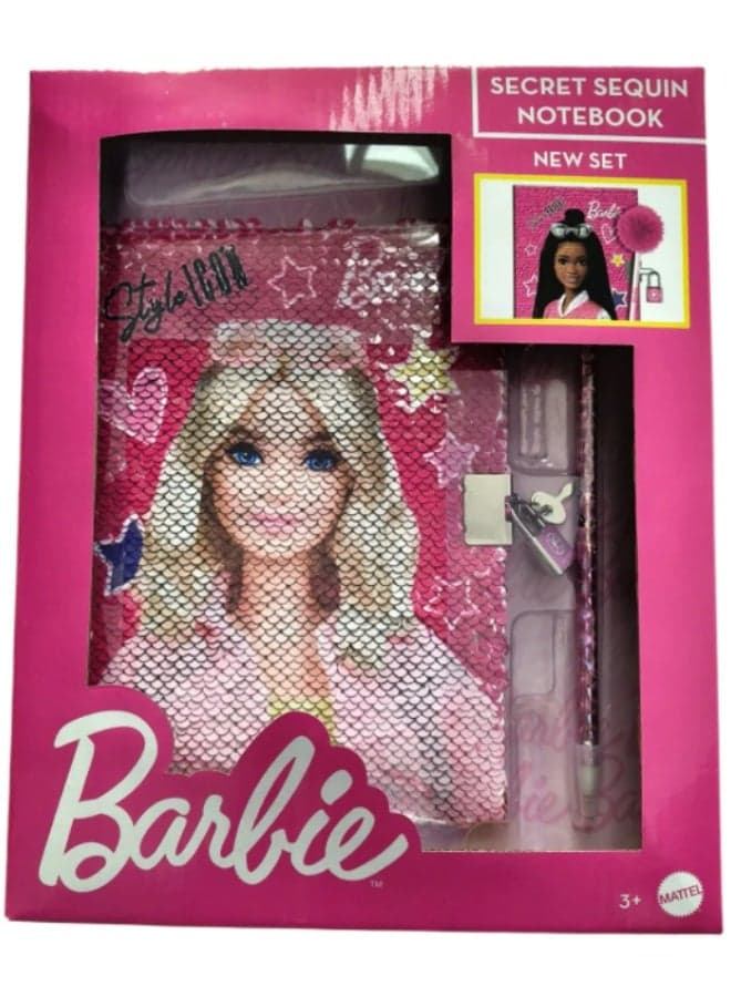 Barbie Secret Sequin Notebook with Reversible Sequin Cover for Kids
