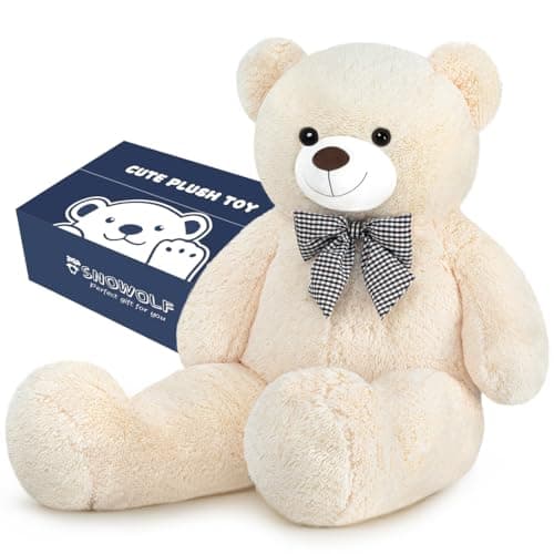 SNOWOLF Giant White Teddy Bear 47 Stuffed Animals Plush Toy 4 Feet Cute Life Size Big Soft Bear for Boy Girl Birthday Valentine Mothers Day 120 CM 5 LBs