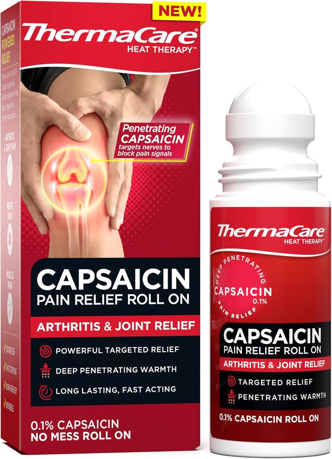 ThermaCare Arthritis Pain Relief RollOn FastActing Capsaicin Formula for Joint Muscle Pain Soothing Warmth MessFree Application Targets Stiffness Discomfort 25 oz