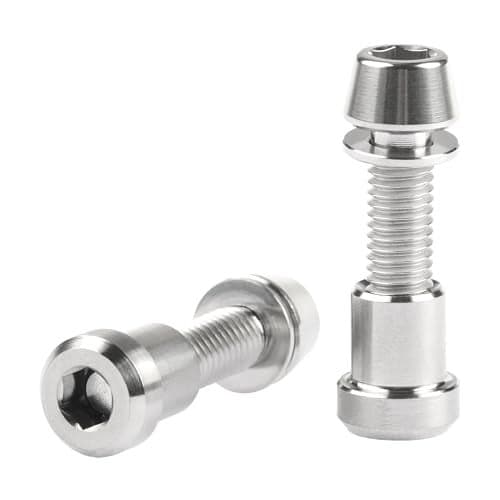 Wanyifa Titanium M5x16 18 20mm Bolt with Washer Hex Head Screw Steerer Clamp Nut for Bicycle Stem Front Forking Lock (Silver Taper Head, M5x20mm)