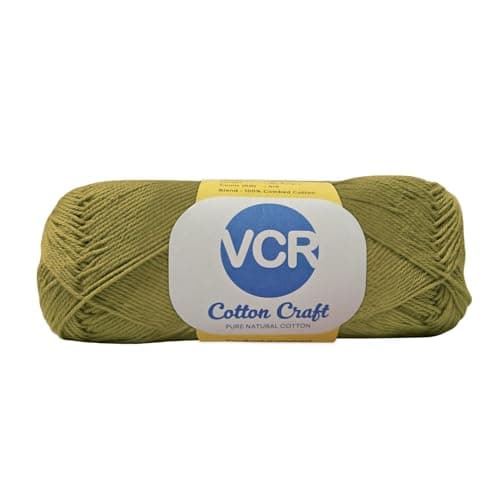 VCR 8Ply Khaki Green Cotton Craft Yarn, 100 Grams Hank, 160 Meters Length, Cotton Combed Ball for Crochet and Knitting, Pack of 1 Yarn, Suitable for DIY Crafts