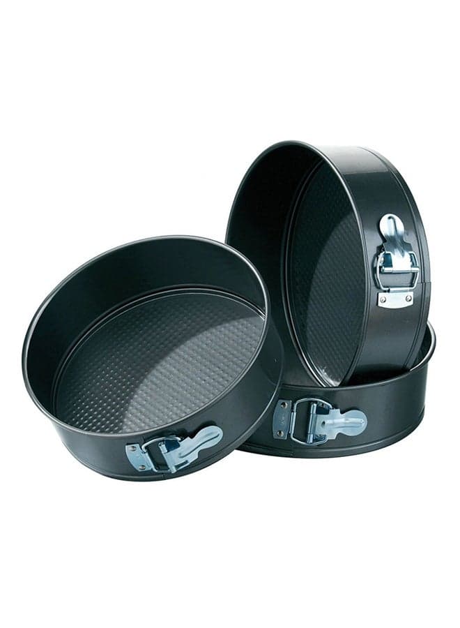 3-Piece Round Shape Cake Mould Black 24, 26, 28cm