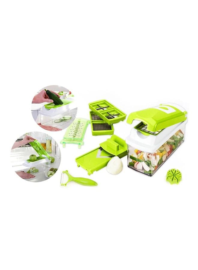 11-Piece Fruit And Vegetable Chopper And Slicer Set White/Green