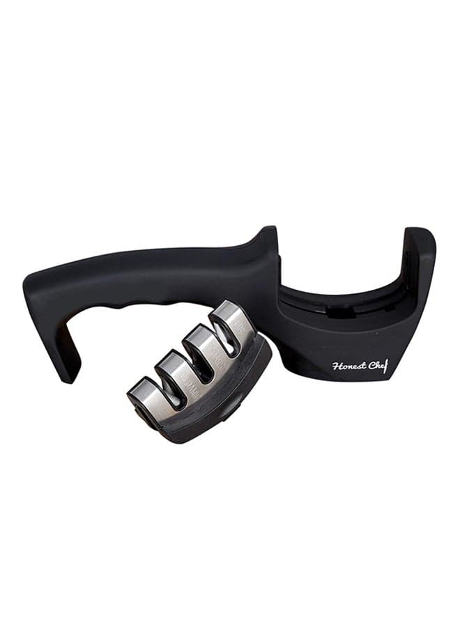 3-Stage Knife Sharpener Black/Silver 20x4.5x7.5cm