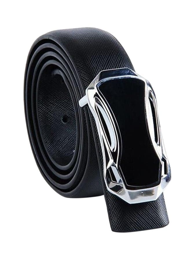 Buckle Closure Leather Belt Black