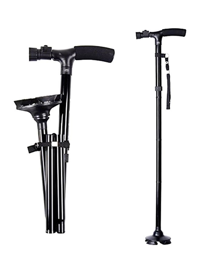 Adjustable Walking Stick With LED Light Black 28cm