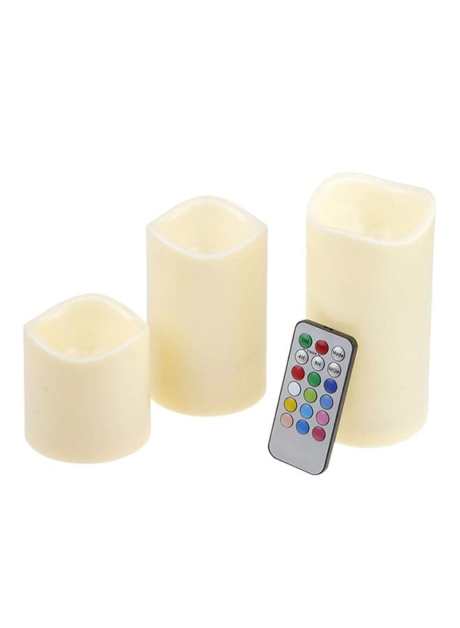 3-Piece LED Candle With Remote Control Light Yellow
