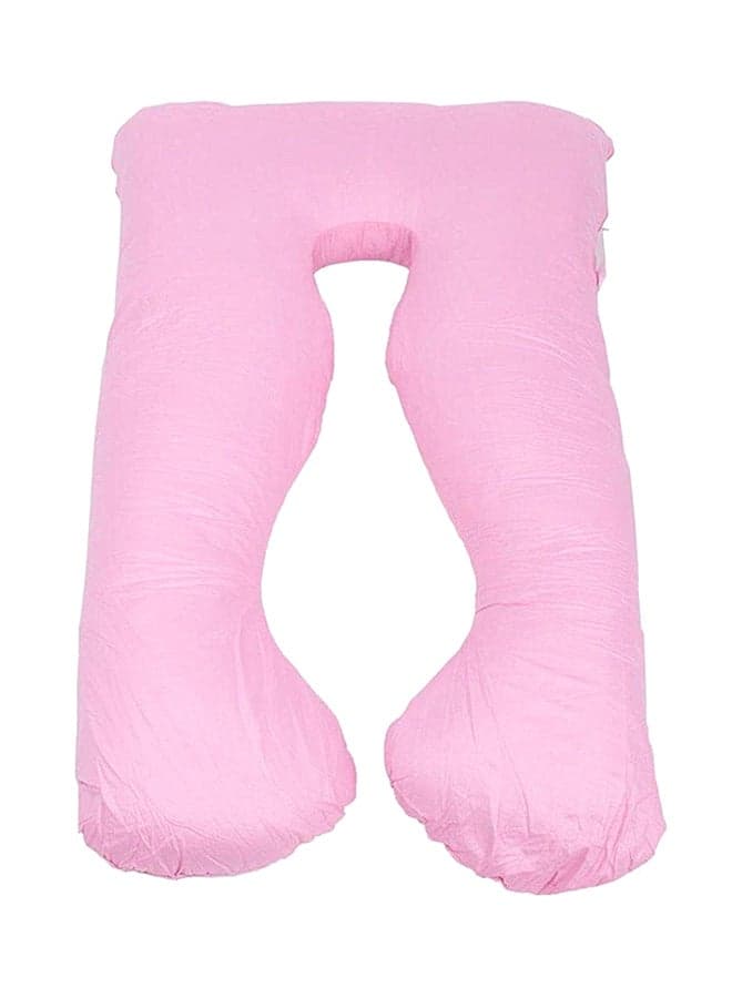 U-Shaped Maternity Pillow Cotton Pink 140x80cm