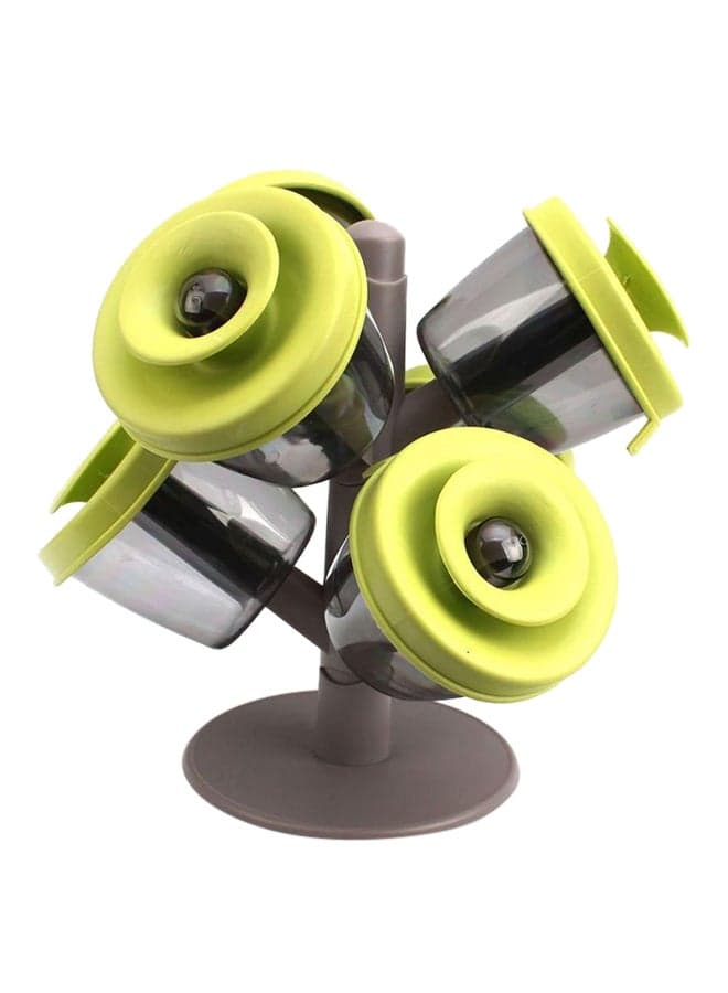 6-Piece Pop Up Spice Jar With Rack Green/Grey
