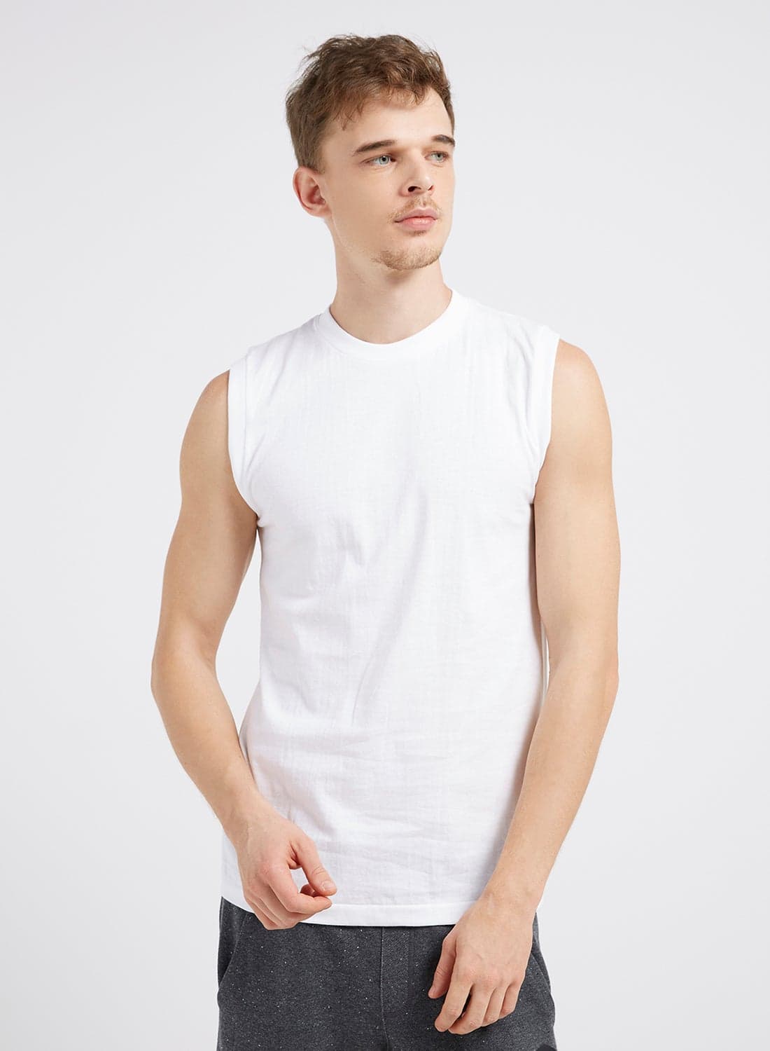 Sleeveless Crew Neck T-Shirt White