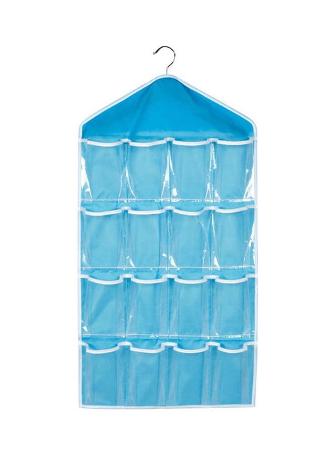 16-Pockets Wardrobe Hanging Storage Bag Clear/Blue 42 x 78cm