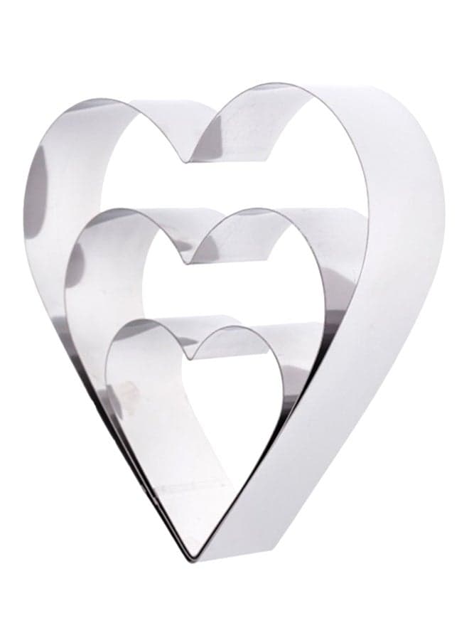 3-Piece Heart Shaped Cake Baking Tool Silver