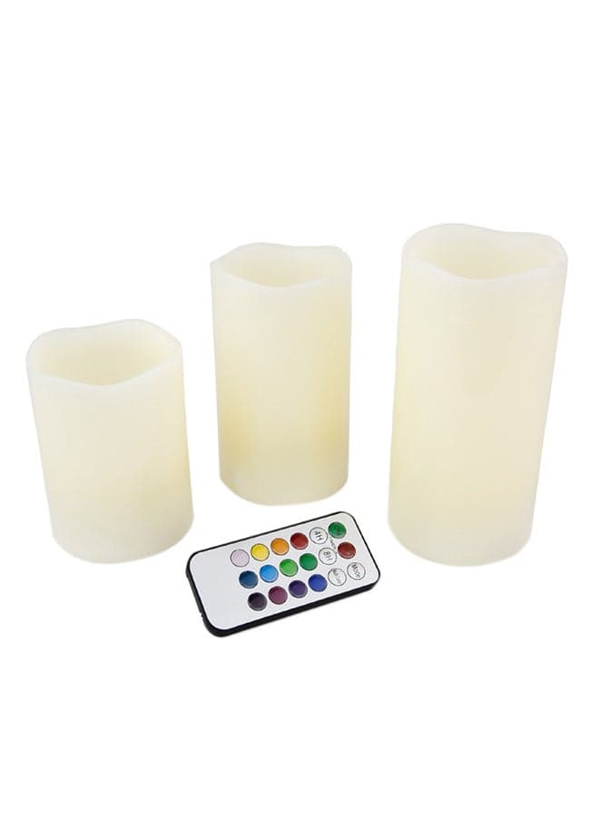 3-Piece Led Color Changing Candle With Remote Red/Green/Blue
