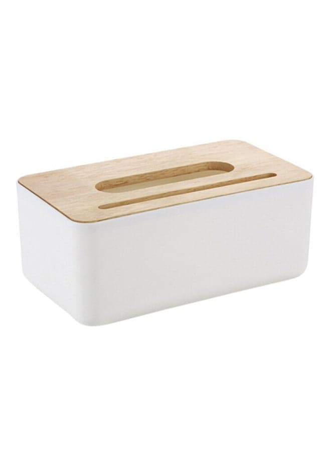Multifunctional Wooden Tissue Box White/Beige 23.30×23.50×10.50centimeter