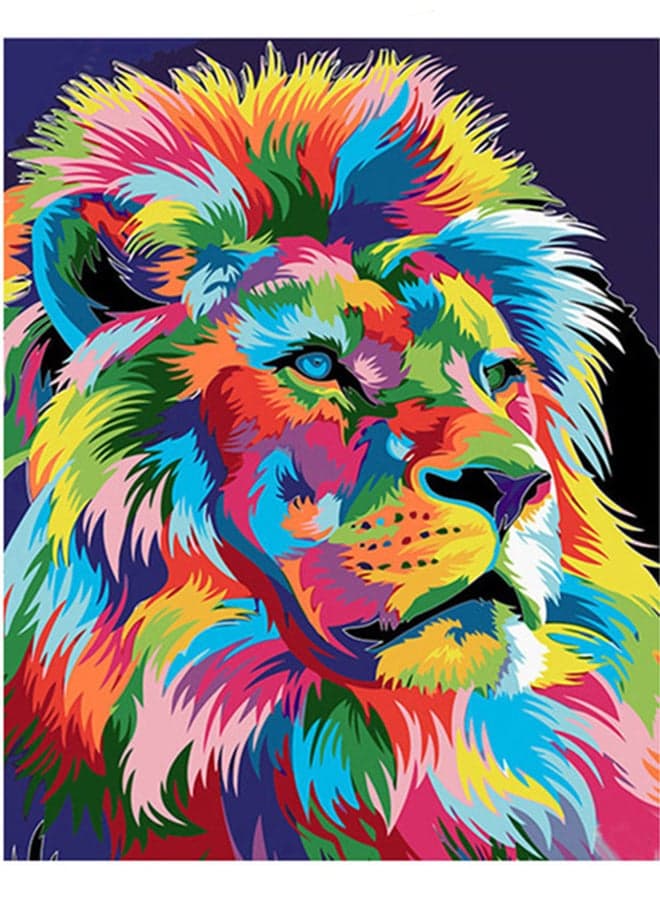 Painted Lion Canvas Oil Painting With DIY Kit Multicolour 40x50centimeter