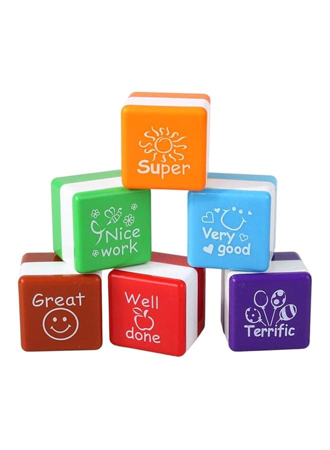 Pack Of 6 Self Inking Stamp Set Multicolour