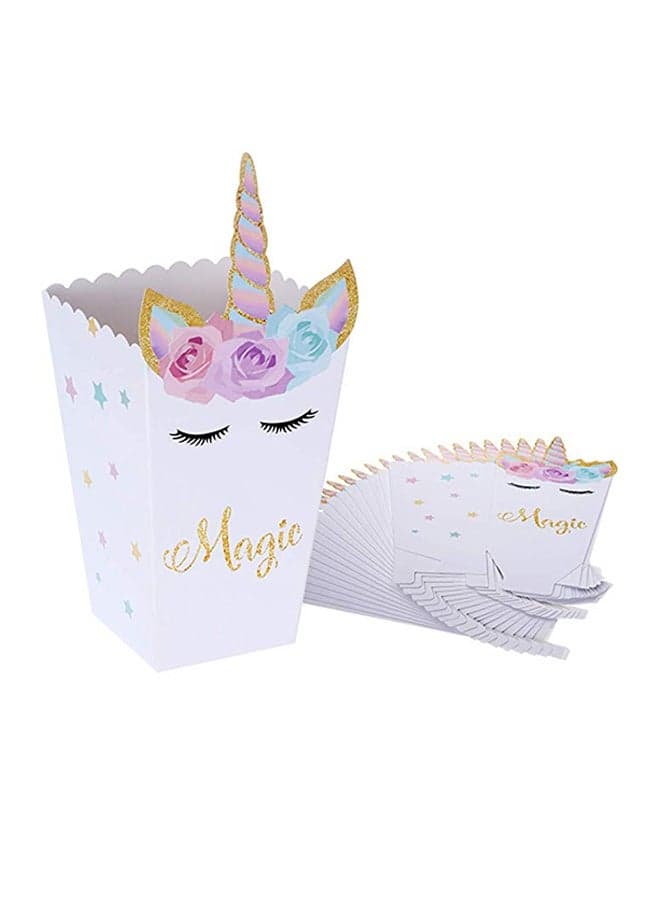 24-Piece Unicorn Pattern Printed Easy Assemble Decorative Treat Box Set 3.54x8.5x3.54inch