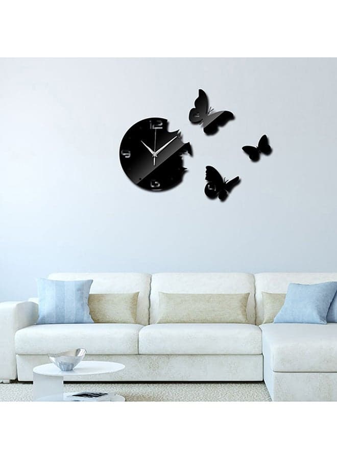 3D Butterfly Wall Clock Black 45x45cm